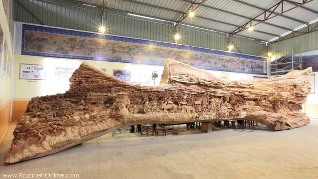 رکورد طولانی ترین مجسمه چوبی جهان در گینس ثبت شد.