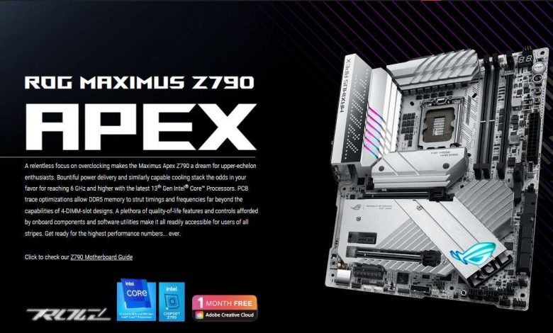 توقف تولید مادربرد اورکلاک ایسوس ROG Z790 APEX، نمونه به روزشده در راه است