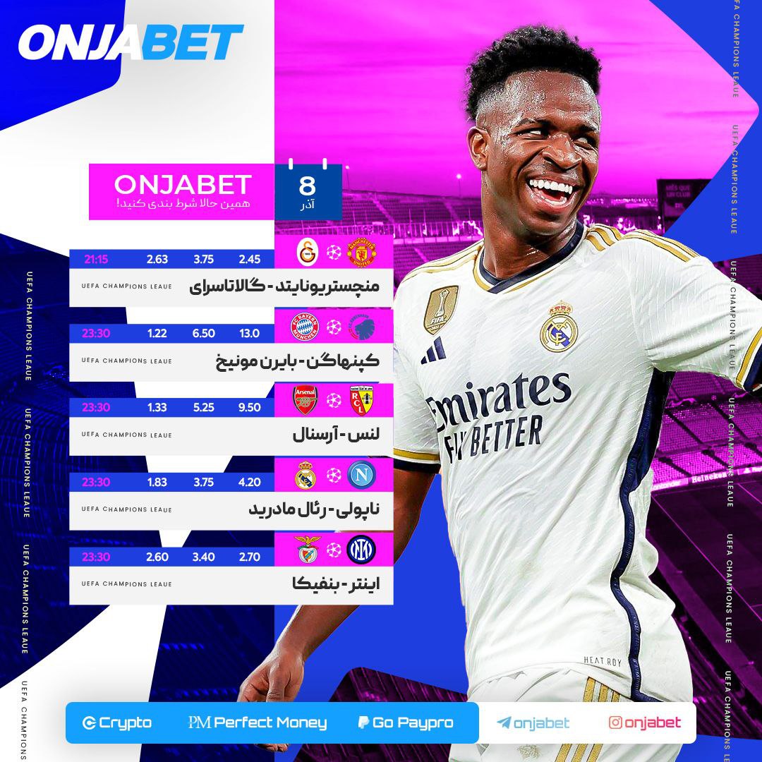 بازی های جذاب فردا شب لیگ قهرمانان اروپا را در اونجابت پیش‌بینی کنید