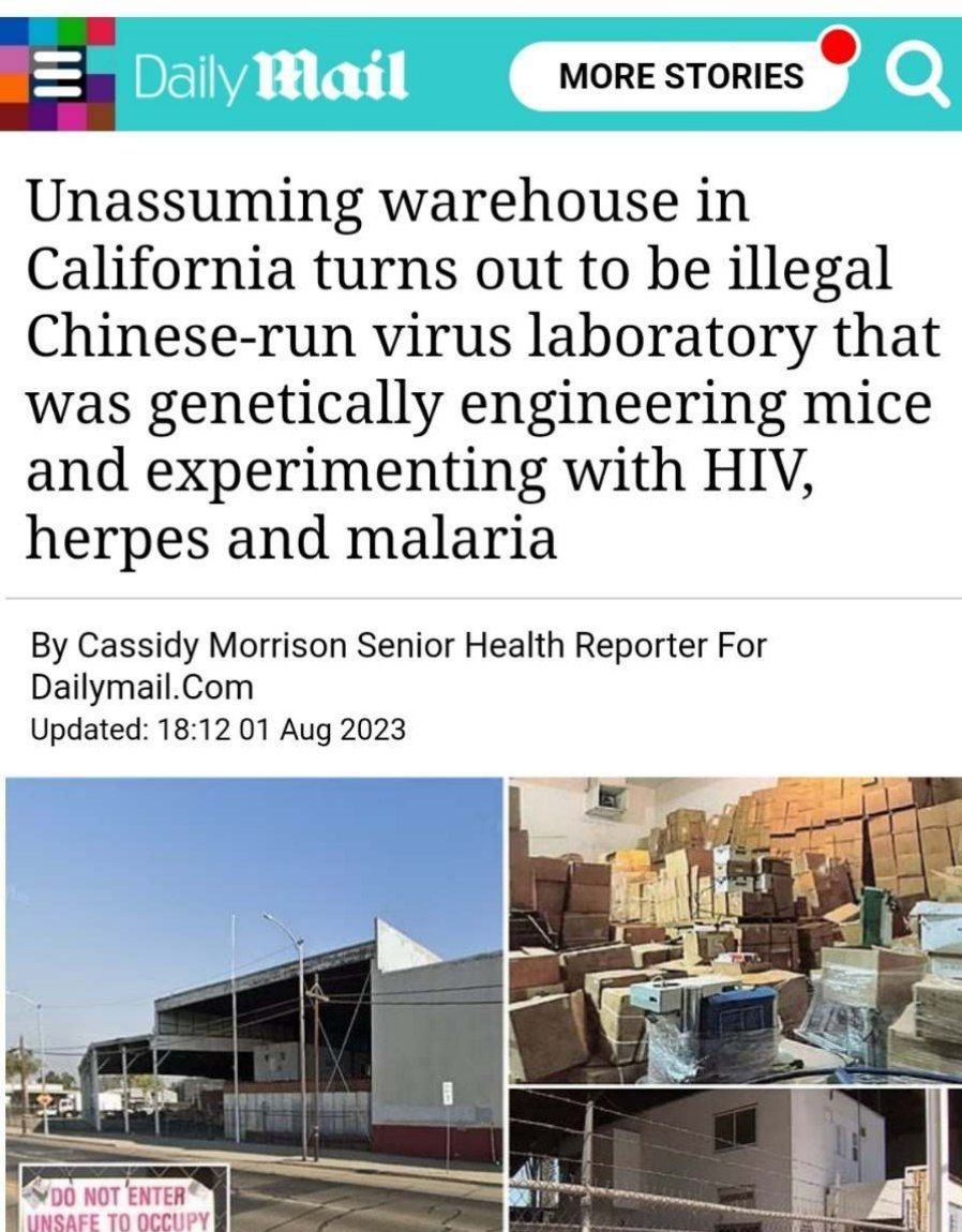 کشف آزمایشگاه مخفی چینی پر از موش‌‌های مبتلا به کووید در کالیفرنیا!