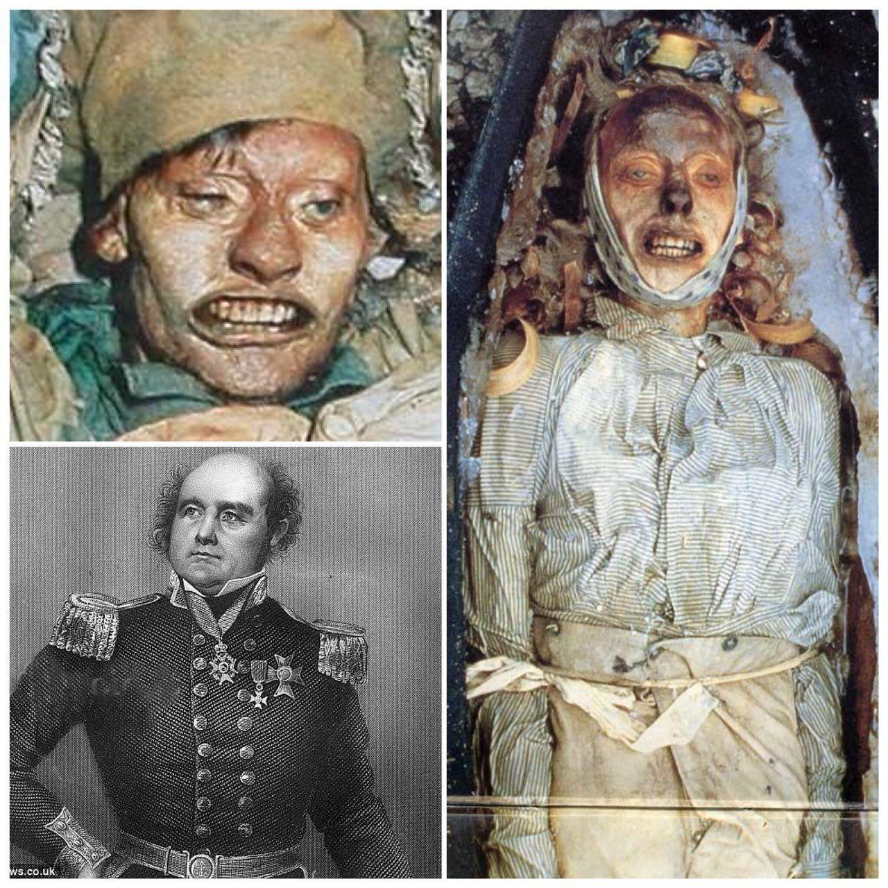 جسد یخ‌زده جان فرانکلین از محققین و مکتشفین قطب شمال كه پس از 150 سال كشف شد.