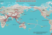 نقشه مهاجرت های اولیه انسان؛ از آفریقا تا سراسر جهان