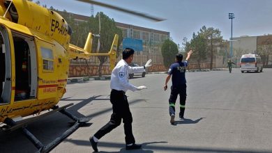 انتقال هوایی مادر باردار و بیمار قلبی در مراسم تشییع