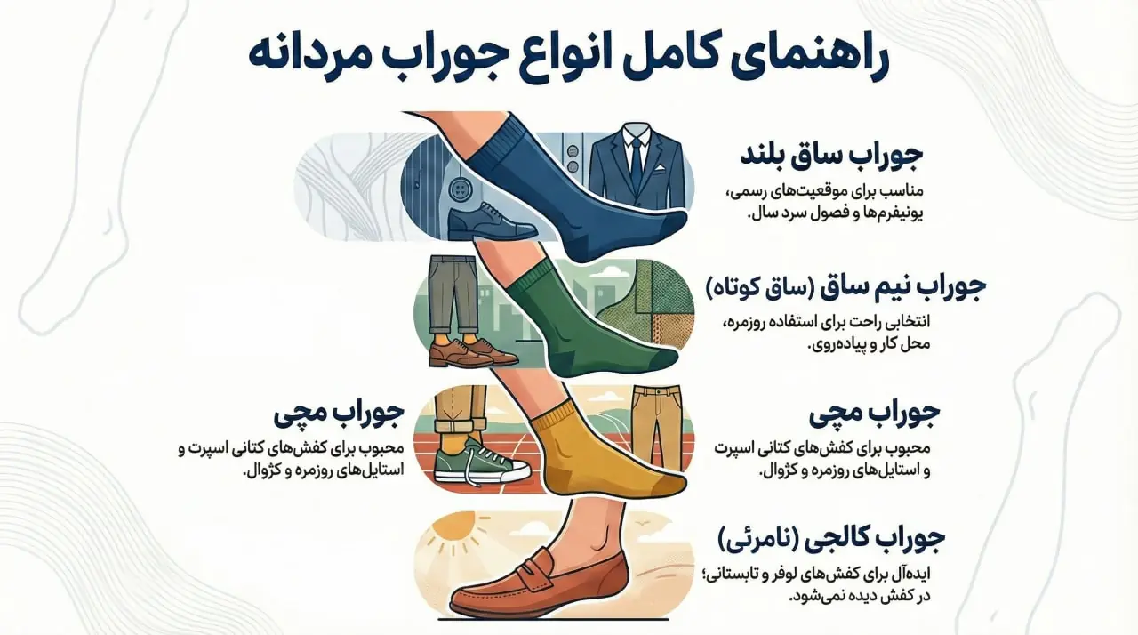 انواع جوراب مردانه بر اساس کاربرد